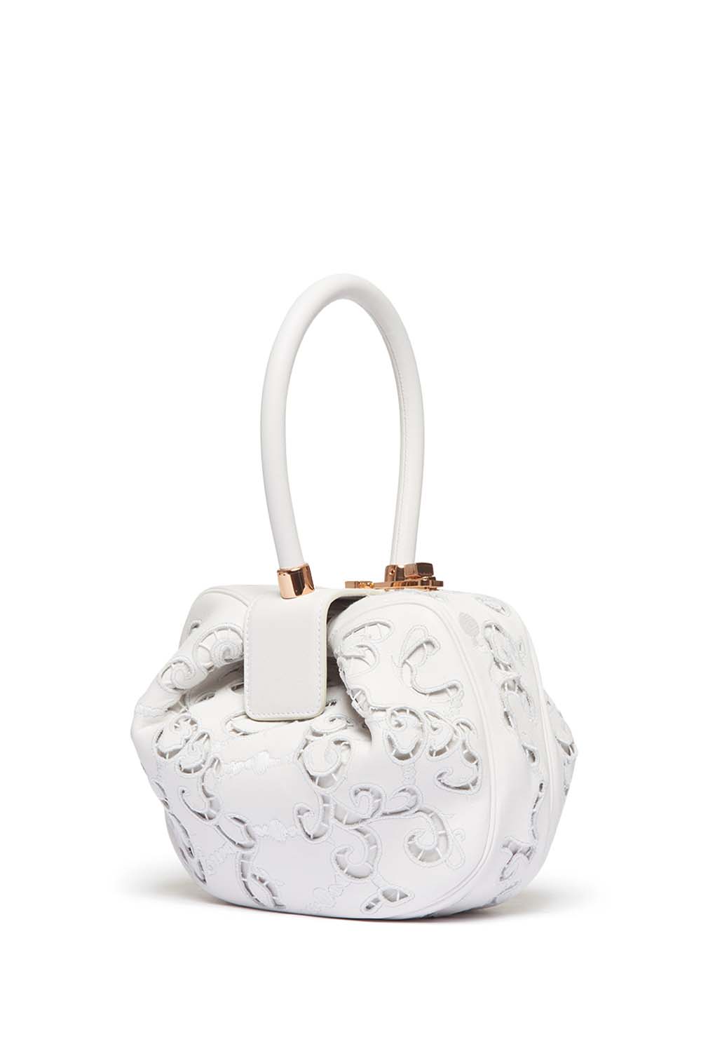 Nina Bag in Ivory Nappa Leather with Lace
