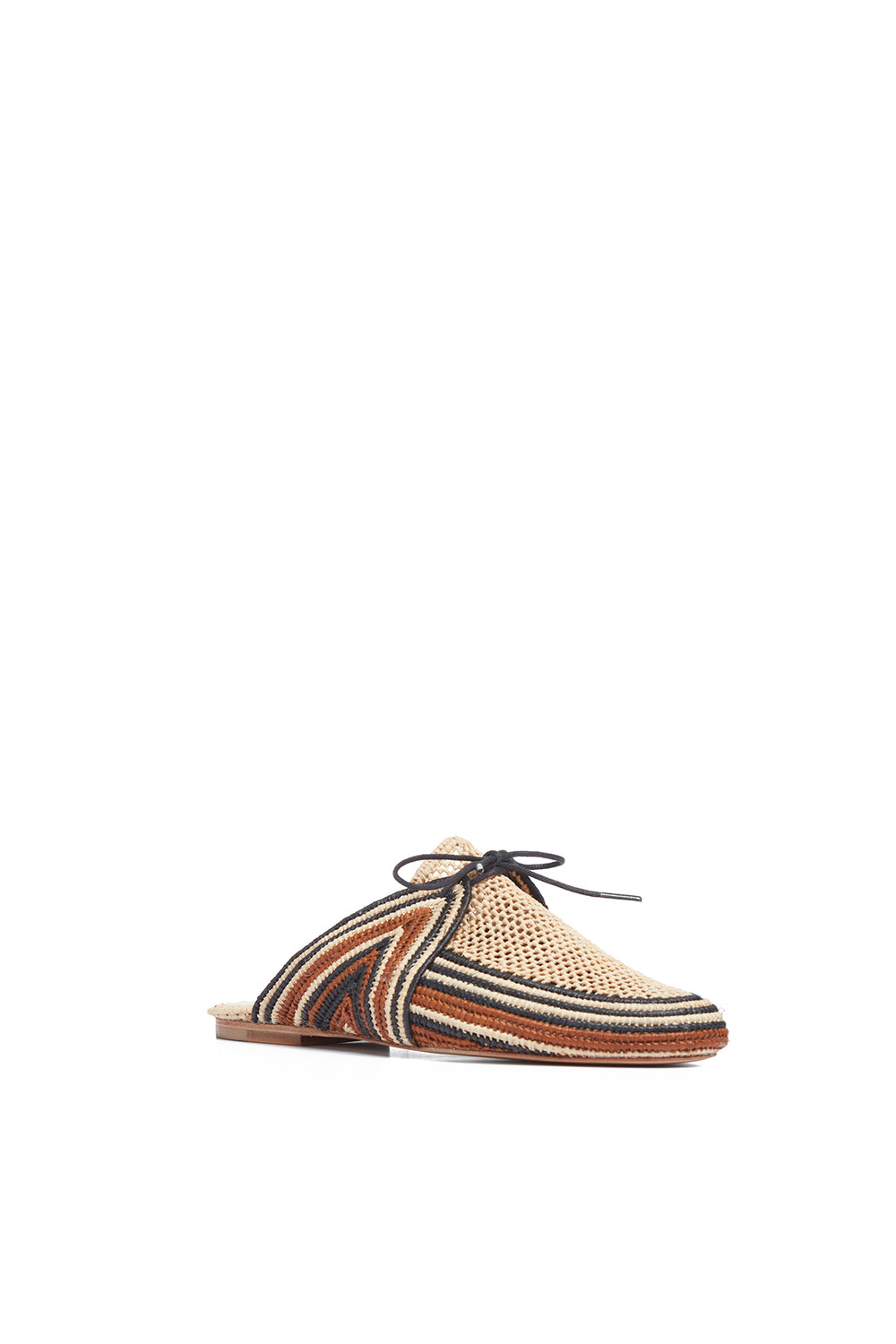 Harriet Flat Mule in Brown Multi Raffia