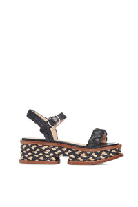 Michael Platform Sandal in Black Multi Raffia