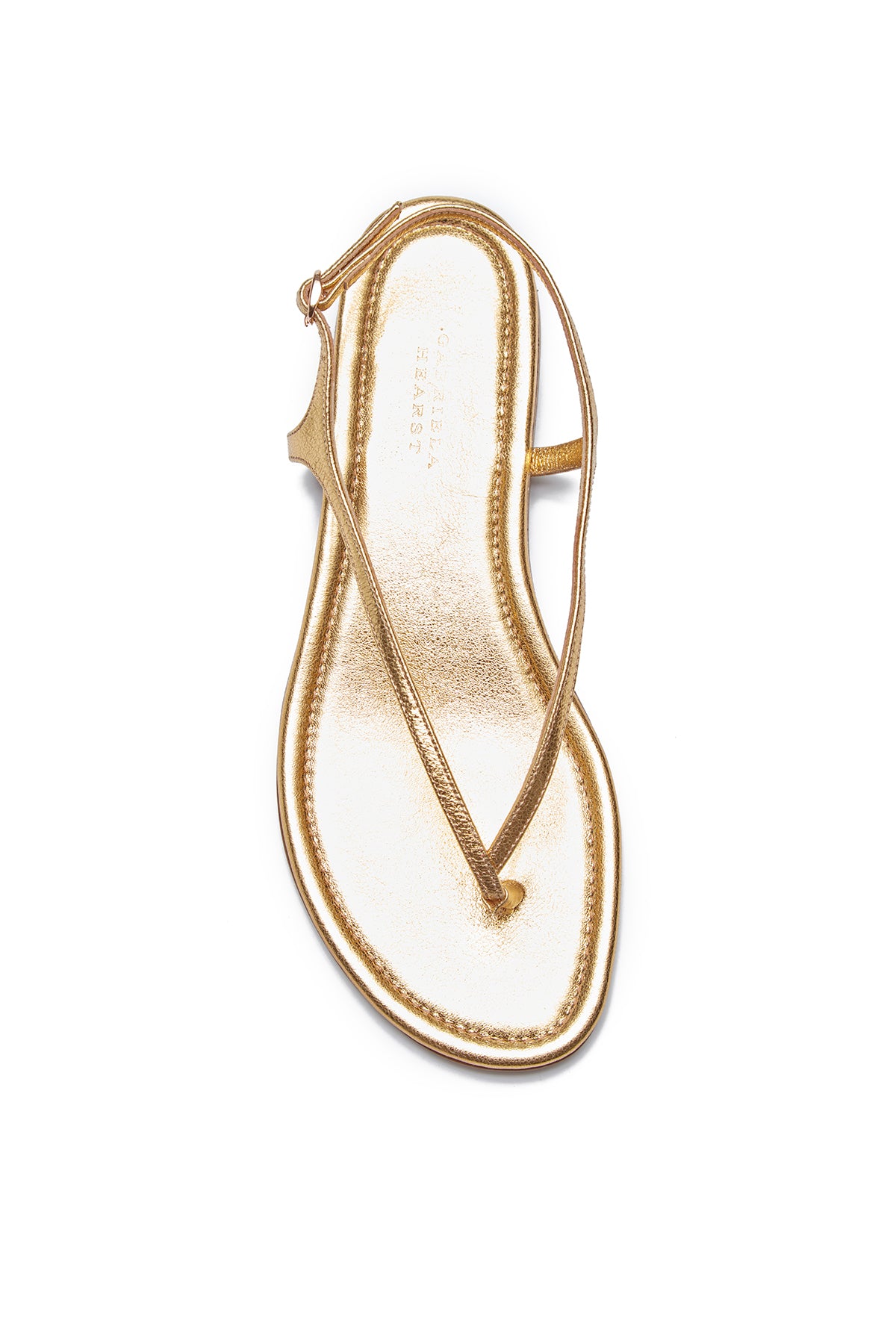 Gia Flat Sandal in Metallic Gold Leather