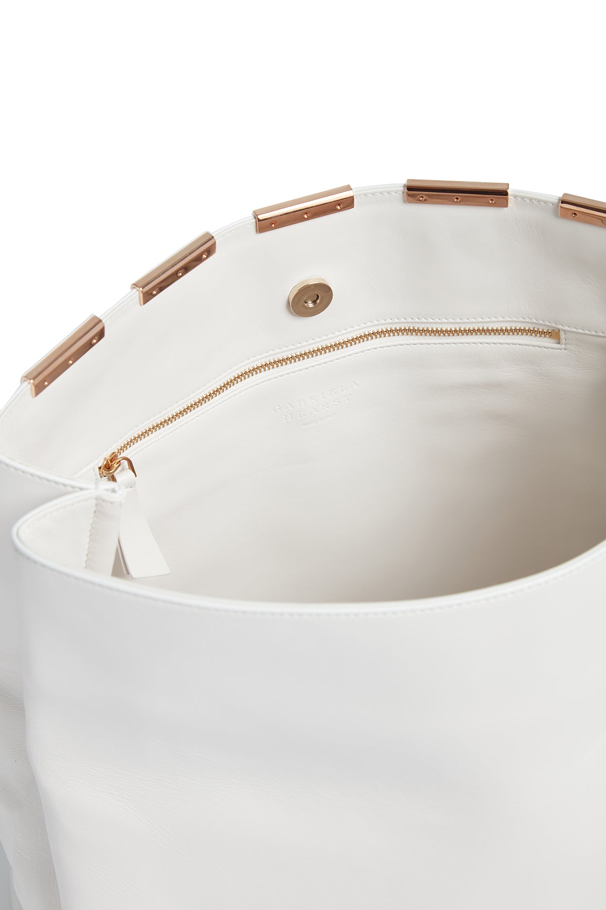 Phoebe Foldover Bag in Ivory Nappa Leather with Rose Gold Hardware
