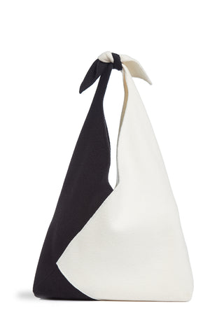 Hildegard Tote Bag in Black & Ivory Double-Face Recycled Cashmere