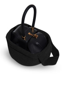 Crossover Knit Bag in Black Cashmere