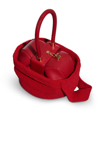 Crossover Knit Bag in Red Cashmere