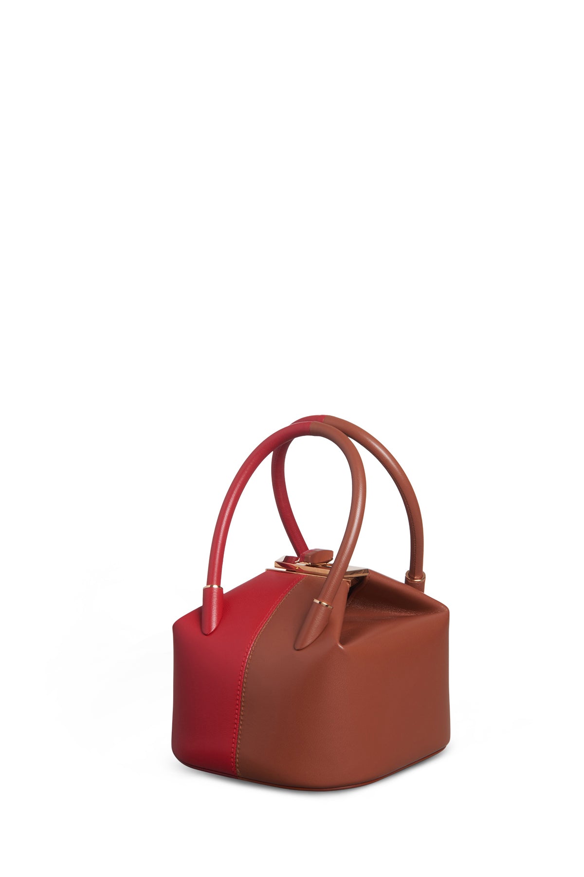 Mini Baez Bag in Cognac & Red Nappa Leather
