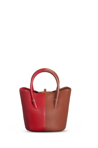 Mini Baez Bag in Cognac & Red Nappa Leather