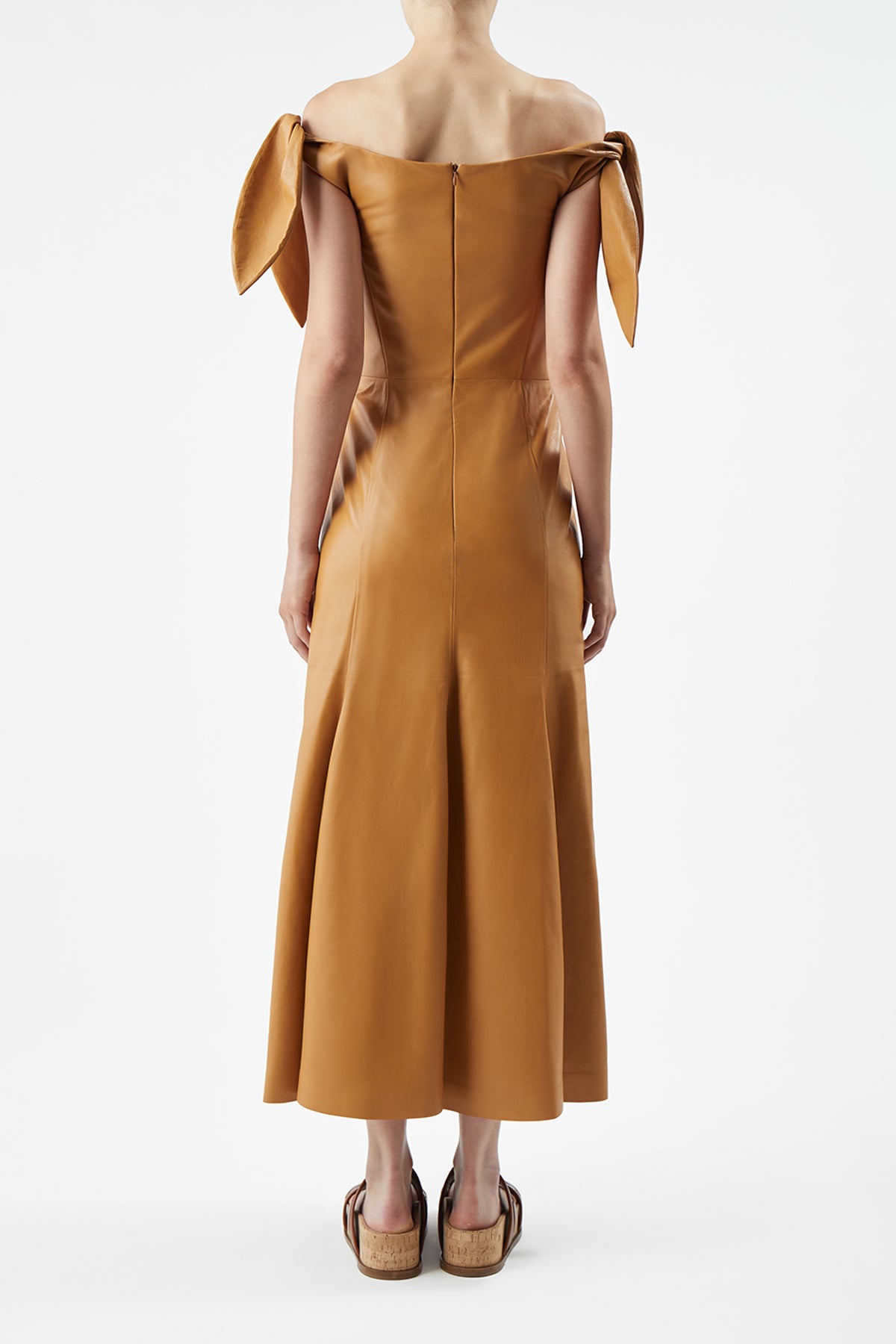 Eda Dress in Cashew Nappa Leather