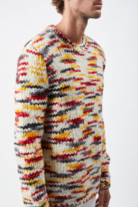 Lawrence Space Dye Knit Sweater in Fire Multi Welfat Cashmere