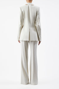 Leiva Blazer in Ivory Sportswear Wool with Gold Bars