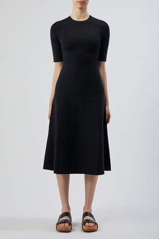 Seymore Knit Dress in Black Cashmere Silk Wool