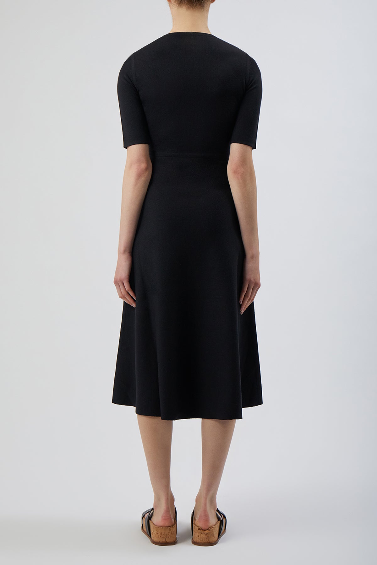 Seymore Knit Dress in Black Merino Wool Cashmere