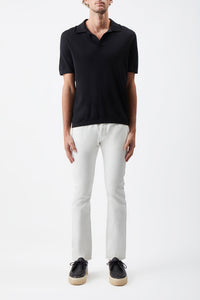 Stendhal Knit Short Sleeve Polo in Black Cashmere