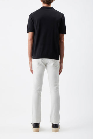 Stendhal Knit Short Sleeve Polo in Black Cashmere