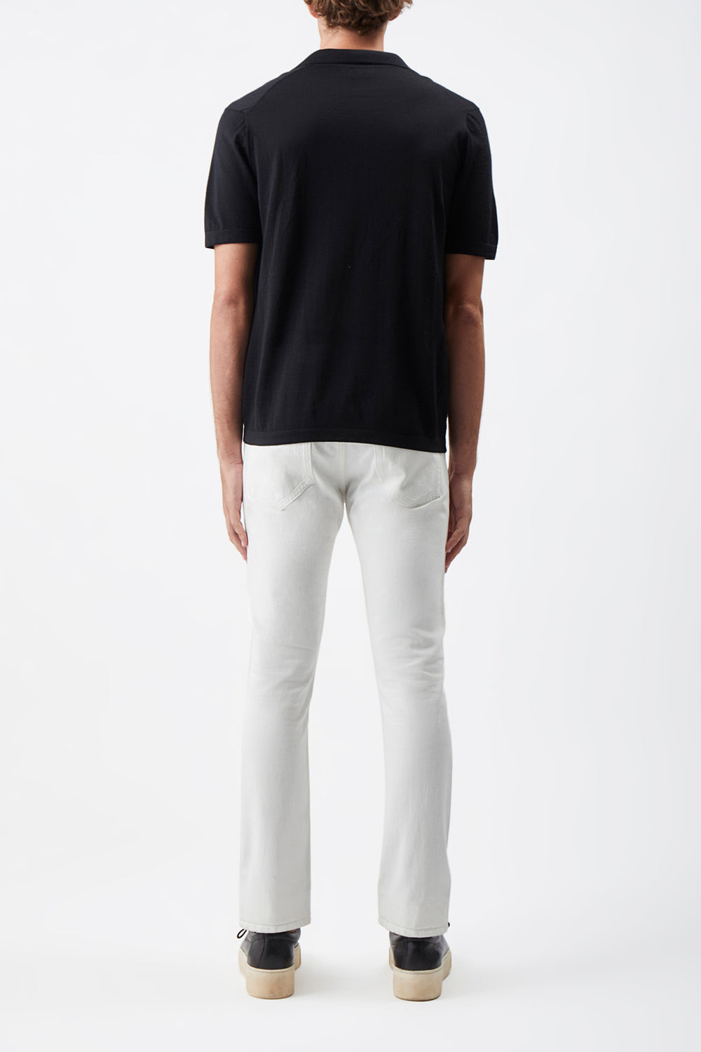 Stendhal Knit Short Sleeve Polo in Black Cashmere