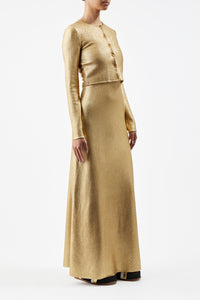 Katia Knit Cardigan in Gold Merino Wool