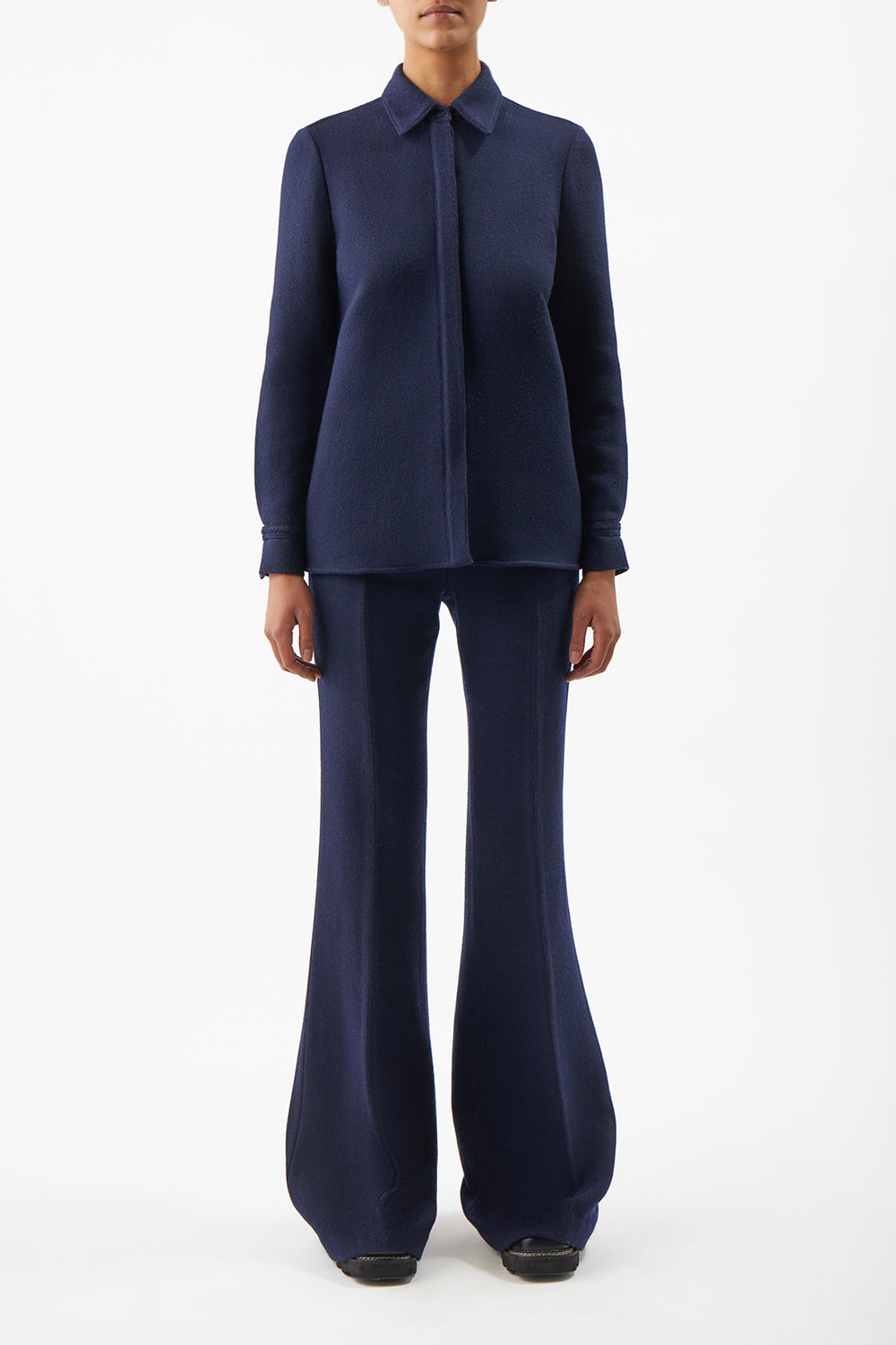 Cruz Shirt in Dark Navy Virgin Wool