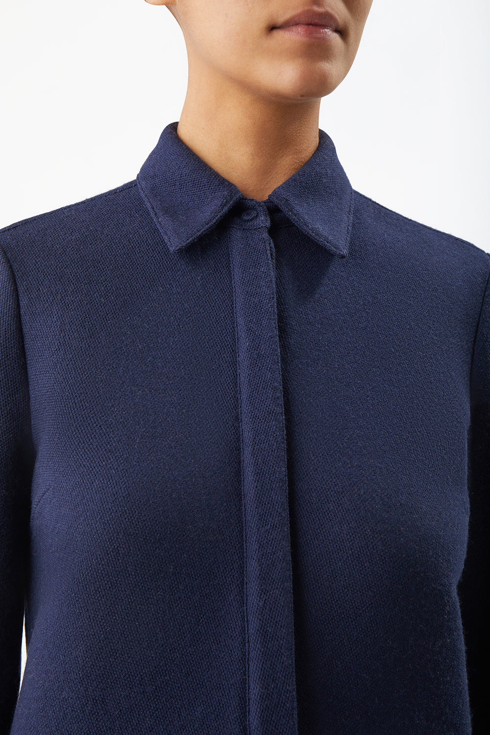 Cruz Shirt in Dark Navy Virgin Wool