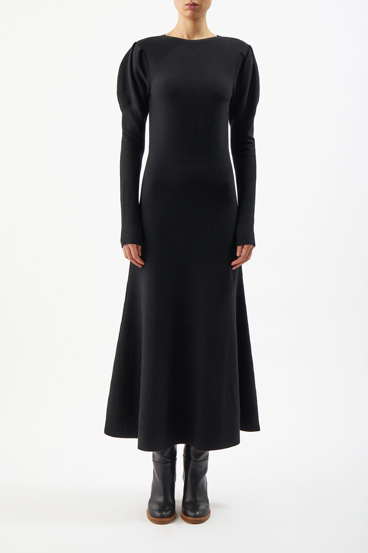 Hannah Knit Dress in Black Merino Wool Cashmere