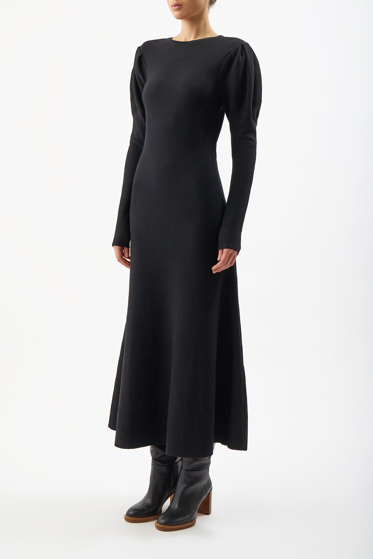Hannah Knit Dress in Black Merino Wool Cashmere