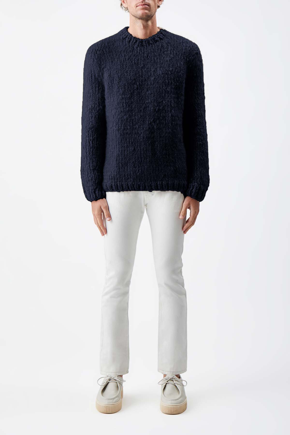 Lawrence Knit Sweater in Dark Navy Welfat Cashmere
