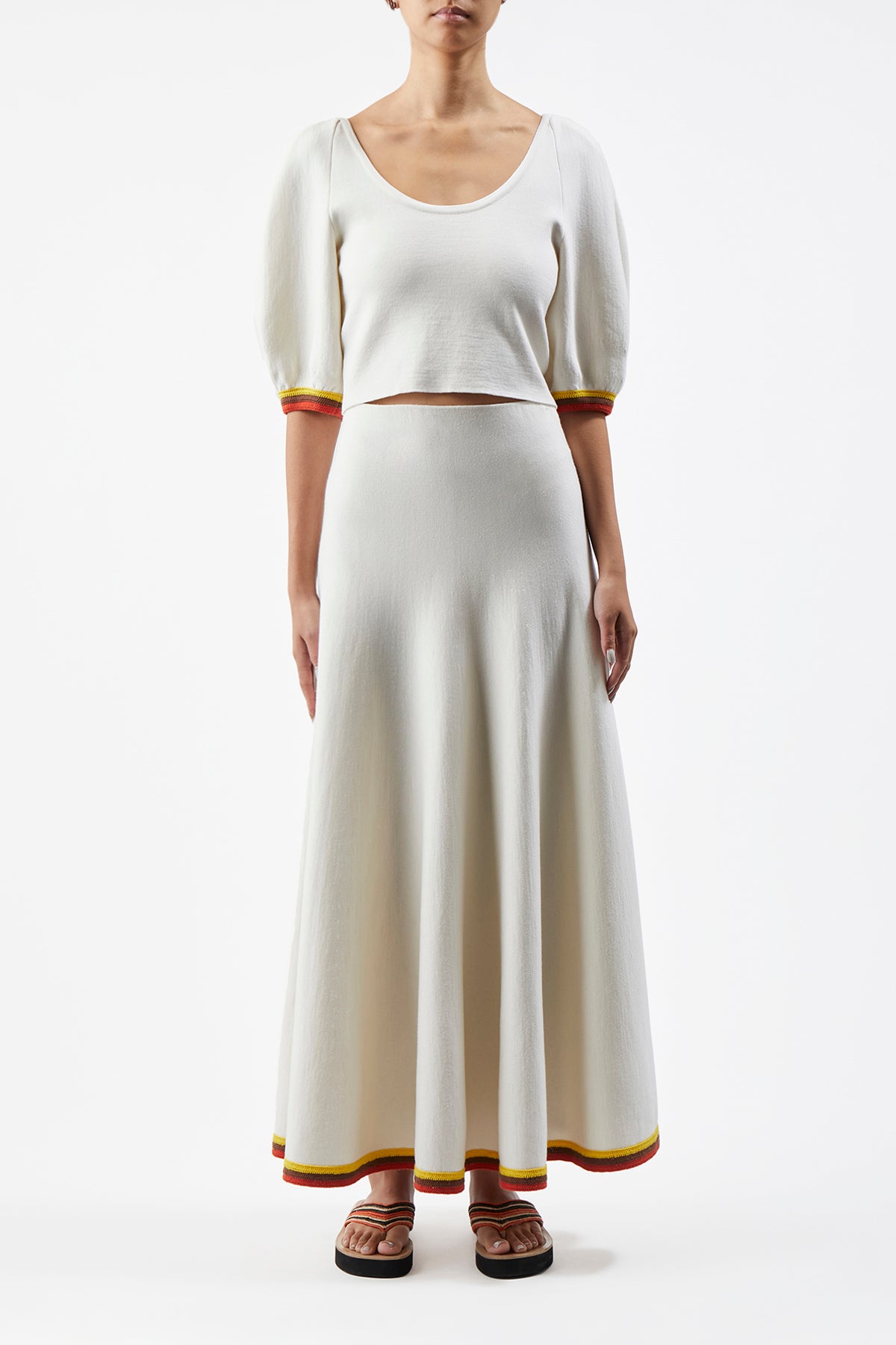 Mira Knit Skirt in Ivory Multi Merino Wool
