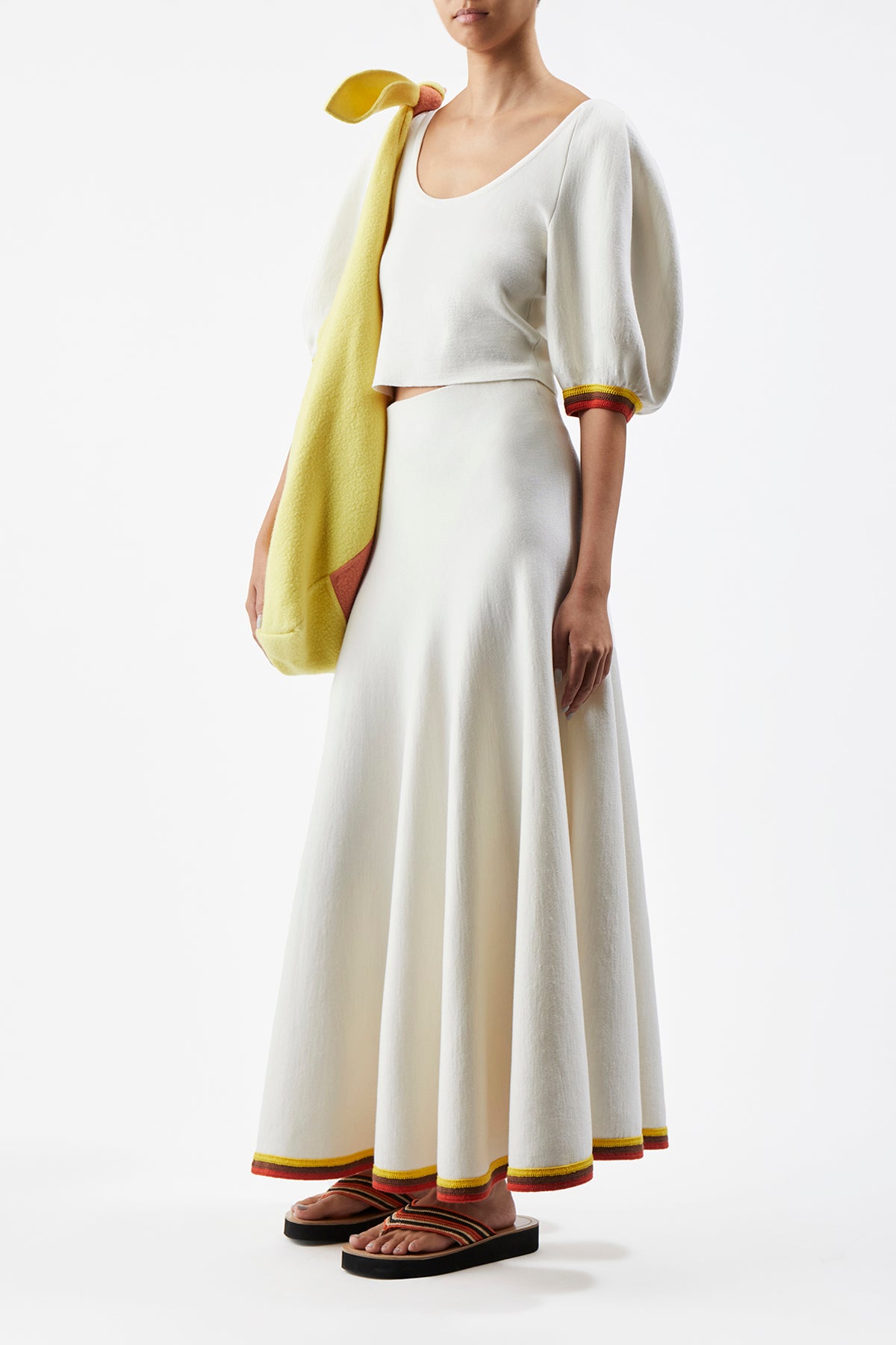 Mira Skirt in Ivory Multi Merino Wool
