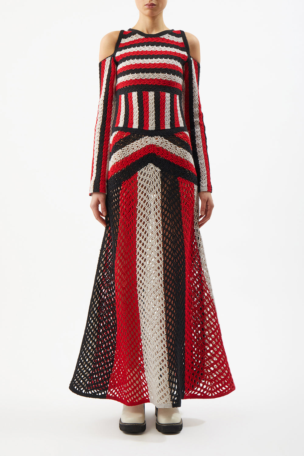 Carr Macrame Dress in Red Multi Wool