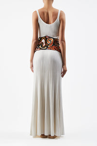 Mila Lace Knit Dress in Ivory Multi Cashmere Silk