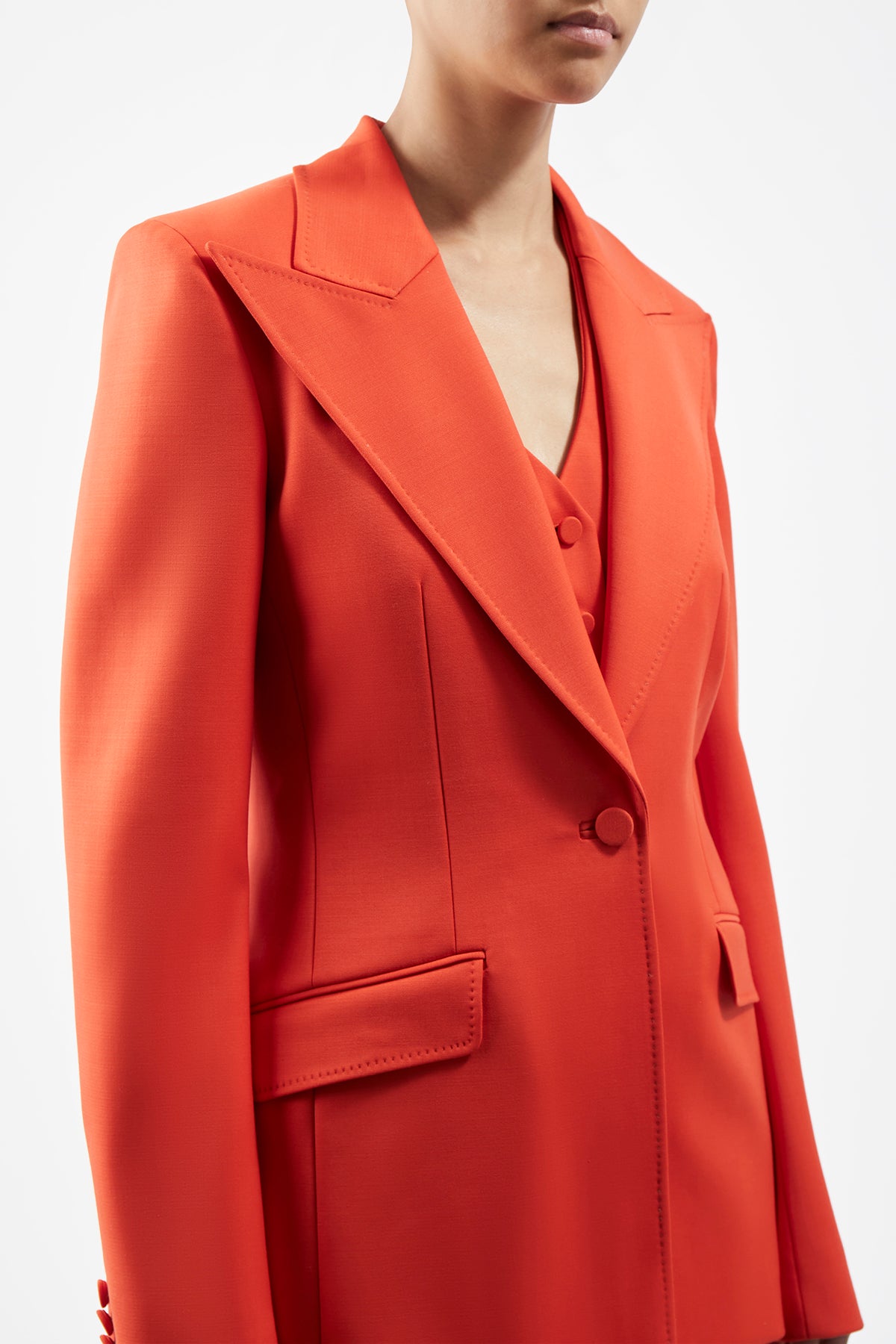 Leiva Blazer in Tonic Orange Sportswear Wool – Gabriela Hearst