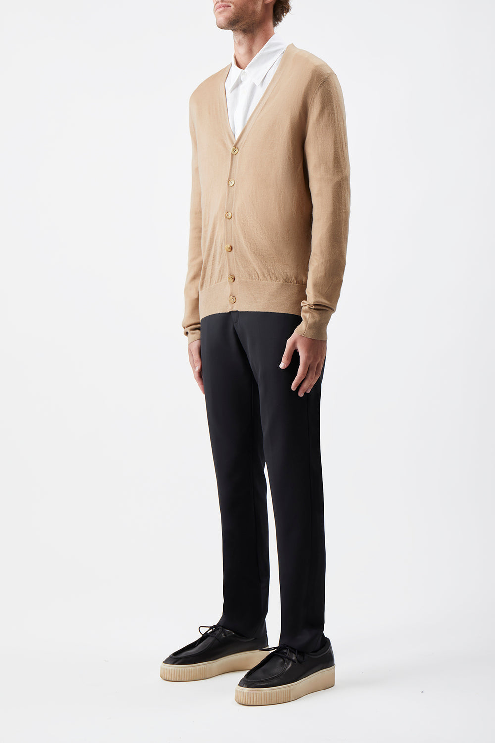 Duke Knit Cardigan in Camel Cashmere