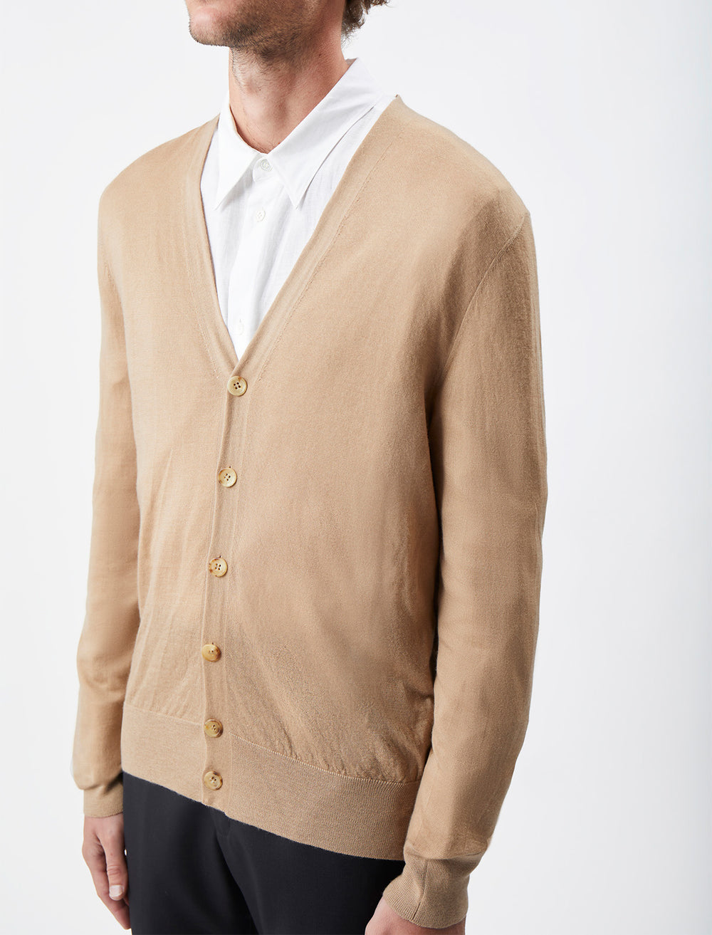 Duke Knit Cardigan in Camel Cashmere