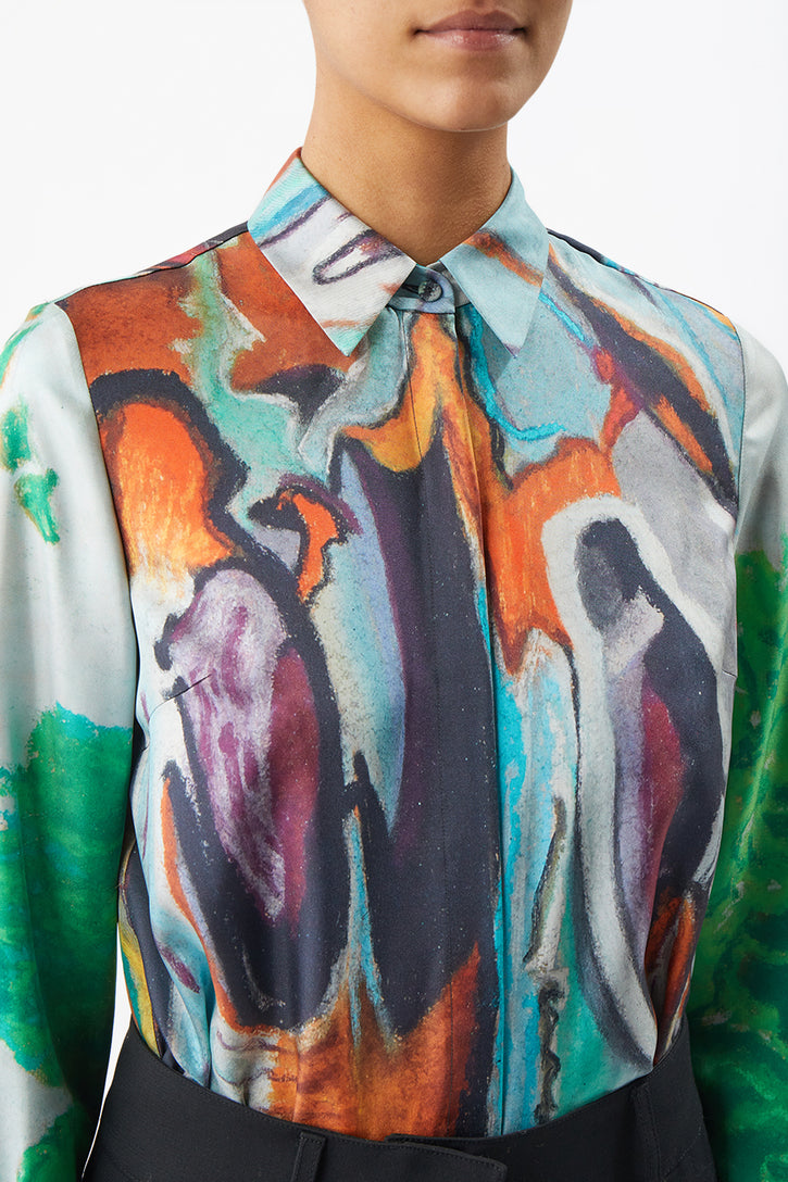 Henri Blouse in Printed Silk Twill