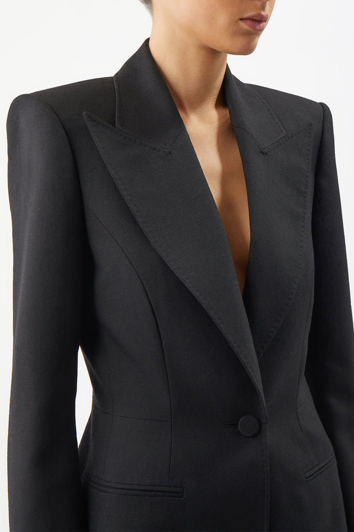 Addin Blazer in Black Cashmere Virgin Wool