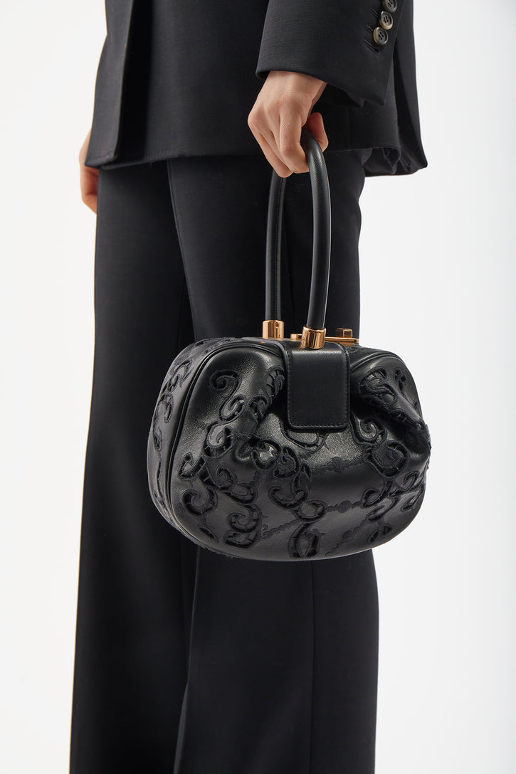 Nina Lace Bag in Black Nappa Leather