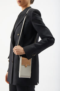 Mabel Crossbody Phone Case in Ivory Nappa Leather
