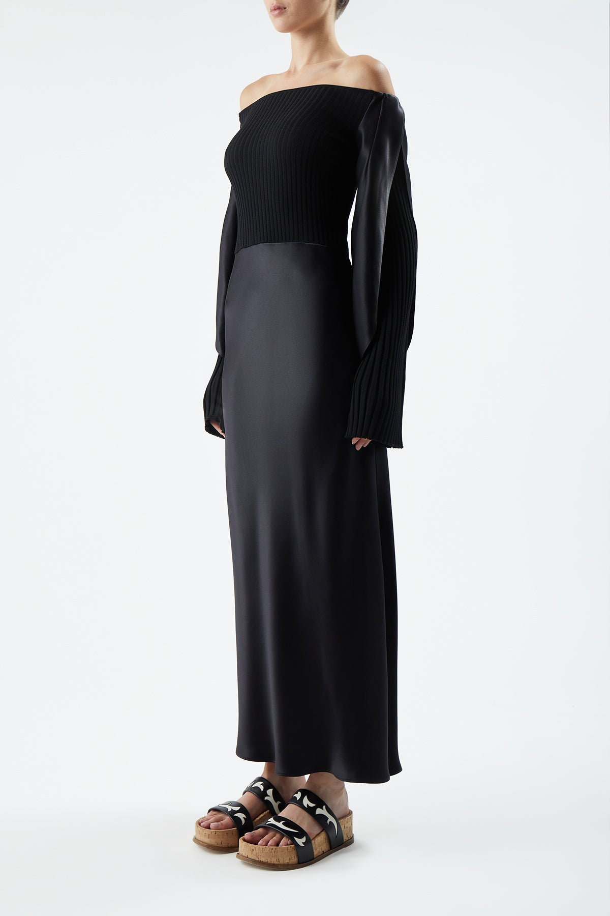 Gilman Dress in Black Cashmere and Silk