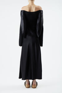 Gilman Dress in Black Cashmere and Silk