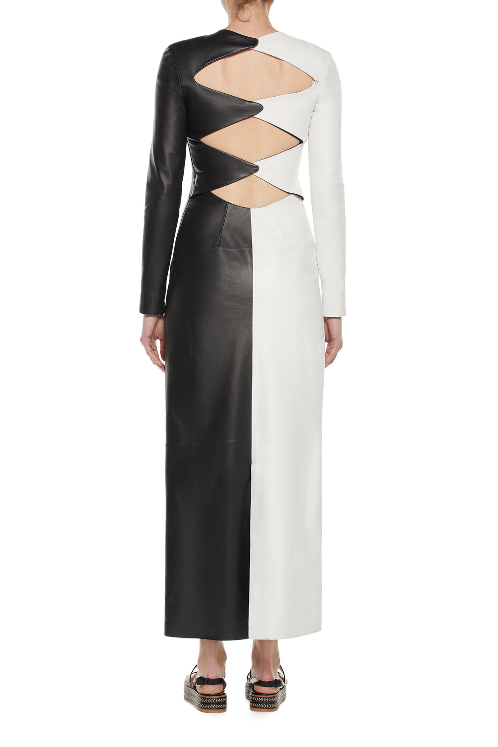 Currie Dress in Black & White Nappa Leather