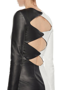 Currie Dress in Black & White Leather