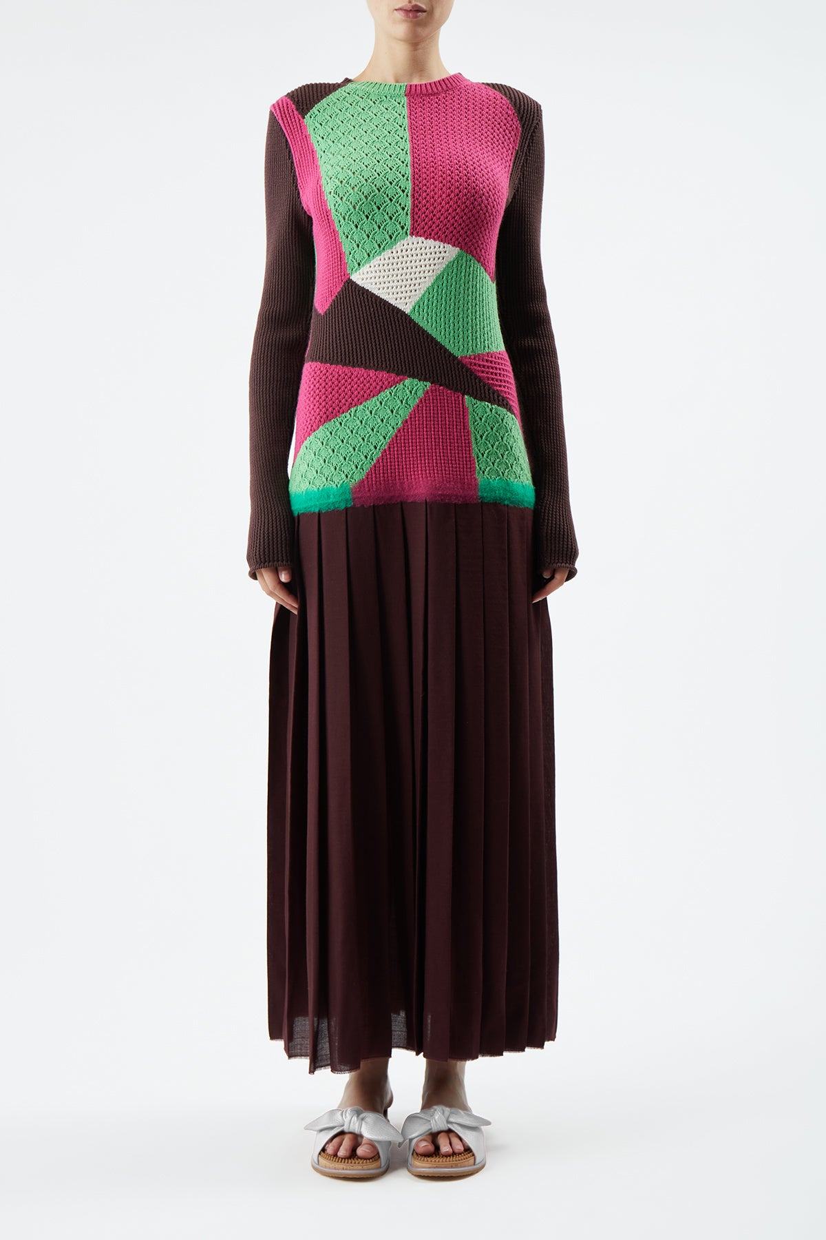 Fallon Dress in Deep Bordeaux Multi Cashmere