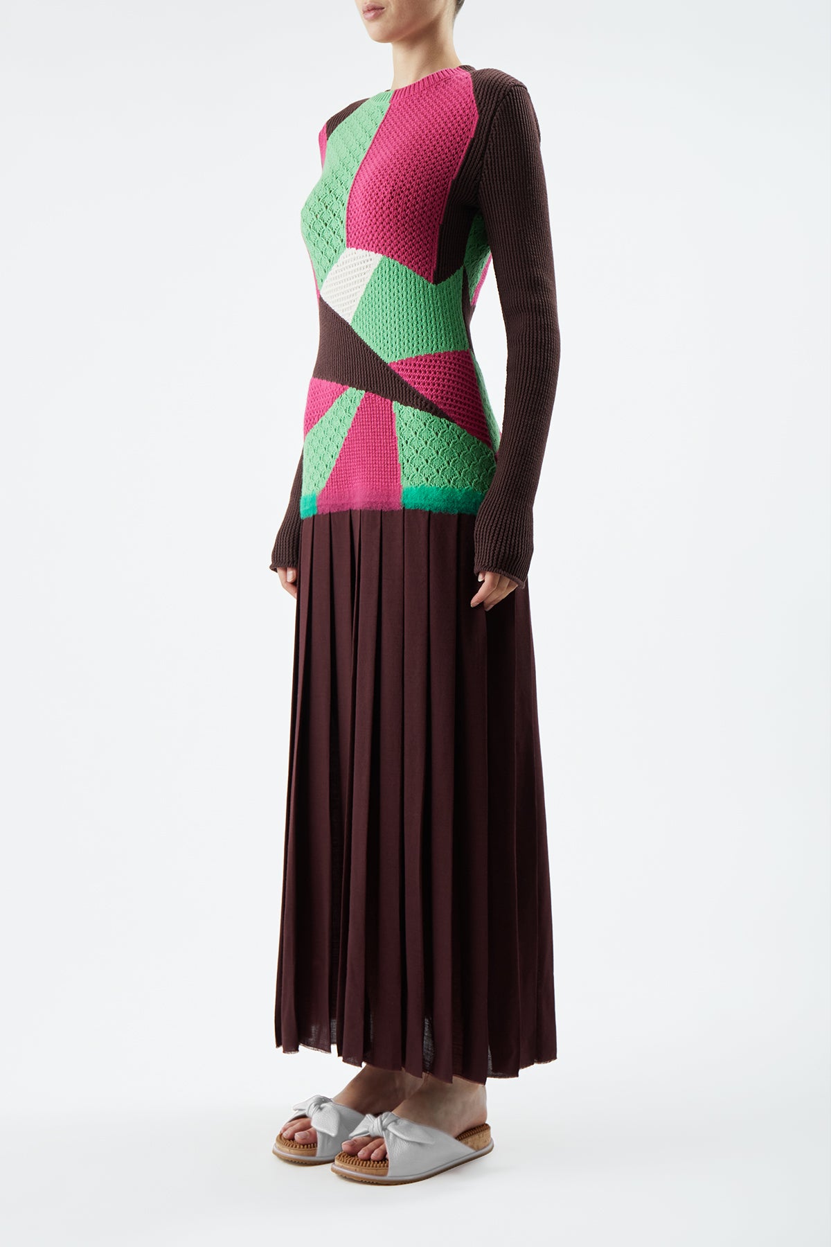 Fallon Dress in Deep Bordeaux Multi Cashmere