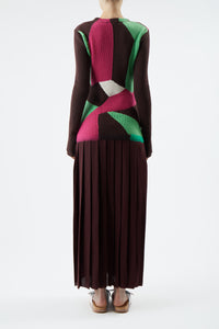 Fallon Dress in Deep Bordeaux Multi Cashmere