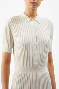 Amor Knit Dress in Ivory Cashmere Silk