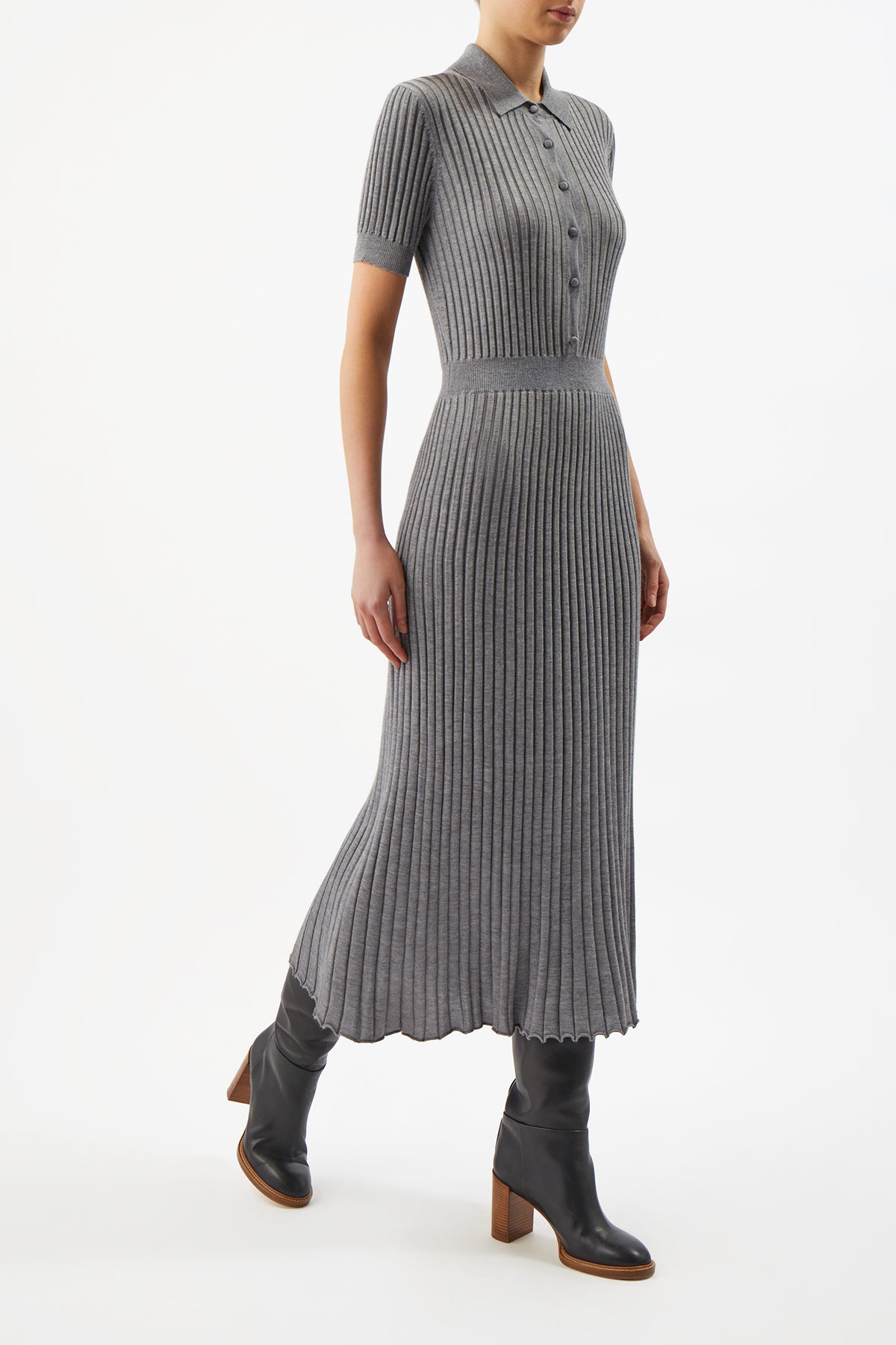 Amor Knit Dress in Heather Grey Cashmere Silk