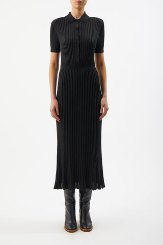 Amor Knit Dress in Black Cashmere Silk