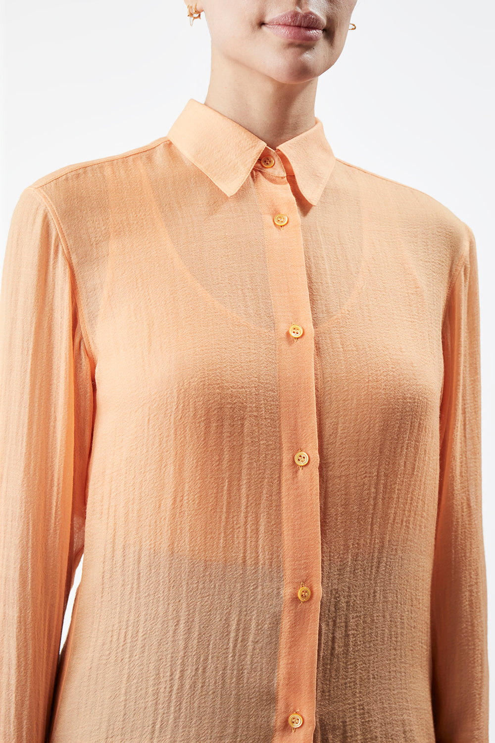 蛍光オレンジのカシミアシルクガーゼのフェラーラシャツ