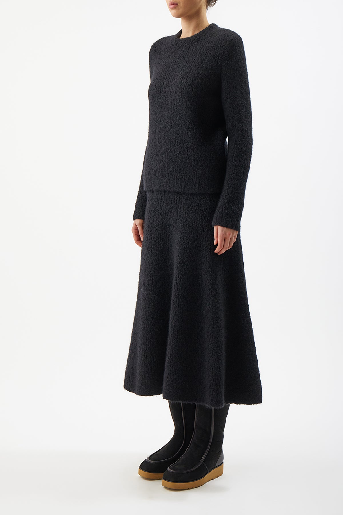 Pablo Skirt in Black Cashmere Boucle