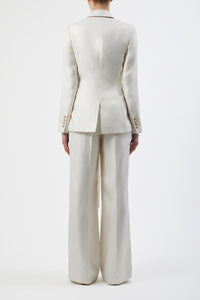 Grant Knotted Blazer in Ivory Silk