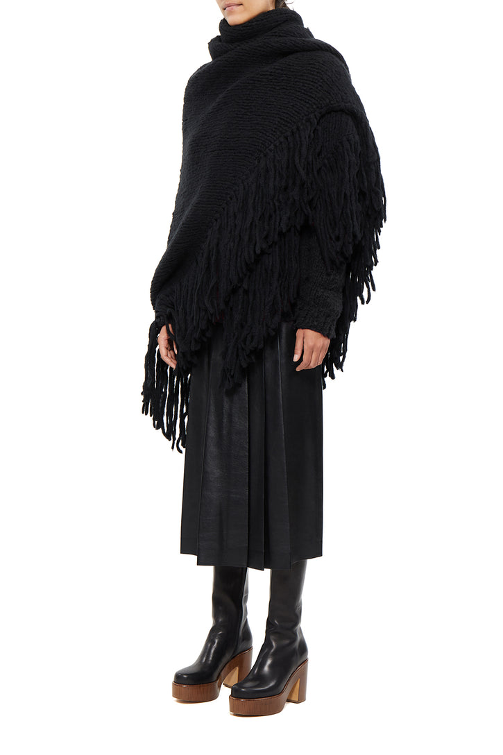 Lauren Knit Wrap in Black Welfat Cashmere