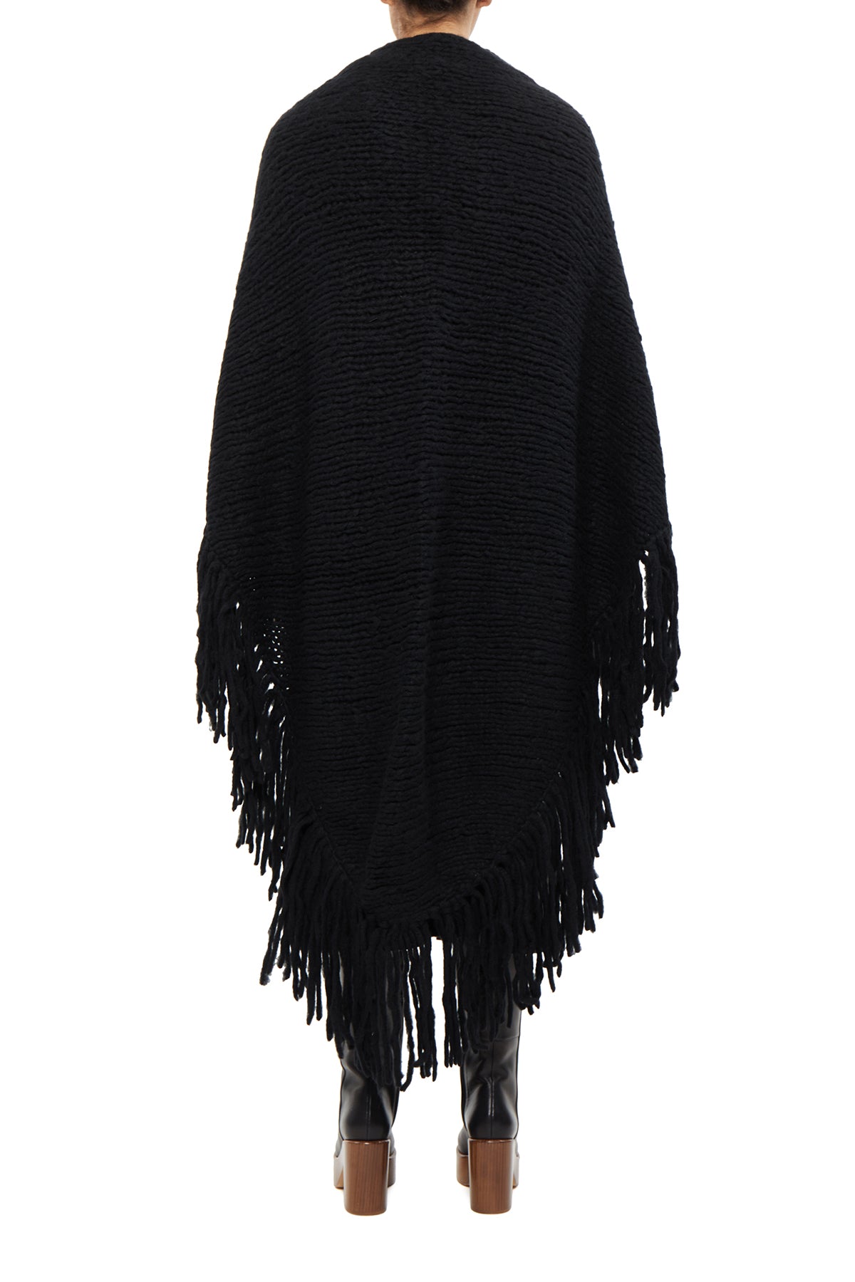 Lauren Knit Wrap in Black Welfat Cashmere